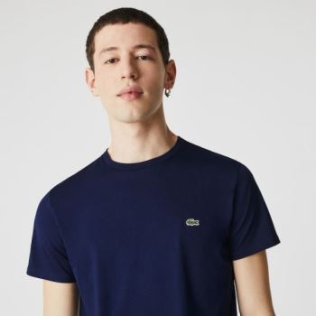 Lacoste Crew Neck Pima Cotton Jersey T-shirt - Tričko Pánské Tmavě Blankyt Blankyt | CZ-GiLusU